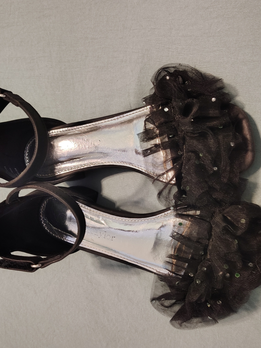 Steve Madden Black Tulle Ruffle Dress Sandals